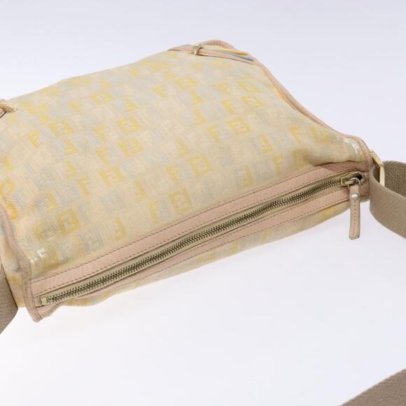 FENDI Zucchino Canvas Shoulder Bag Beige Gold - Picture 6 of 13